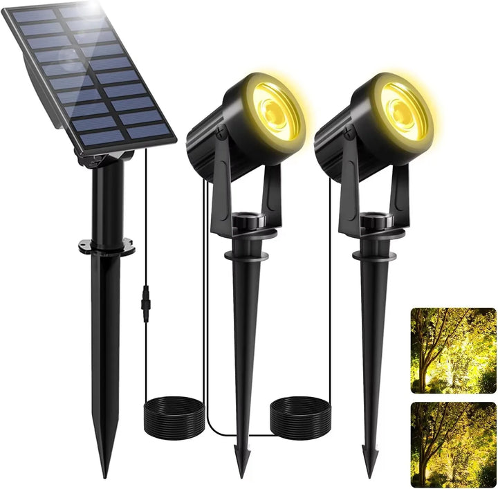 Luvikno | Solar Garden Spotlight LumiGlow DuoColor | 3000K/6000K Varm og Kald Hvit | IP65 Vanntett | Automatisk Skumringssensor