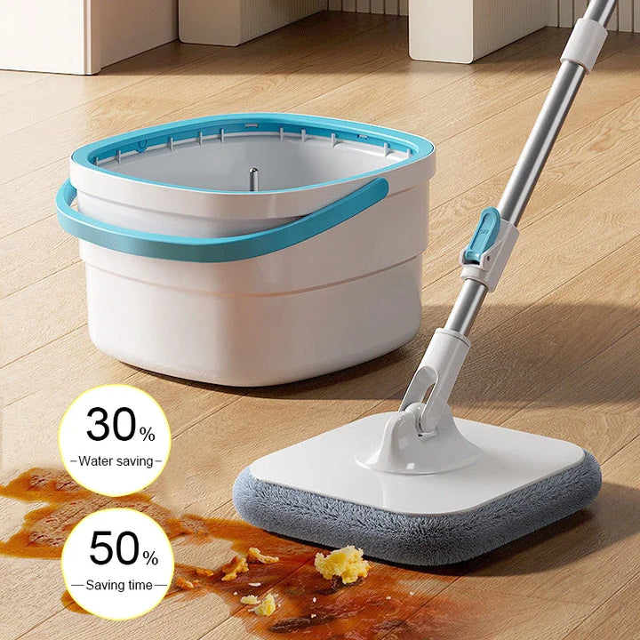 Luvikno | AquaPure Spin Mop | 360° roterende mopp med vannseparering | Håndfri rengjøringssystem | 2.5L bøtte