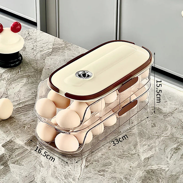 Luvikno | RollEgg Max | Automatisk Eggeholder for Kjøleskapet | Stablebar Eggorganisator laget av Klar Plast