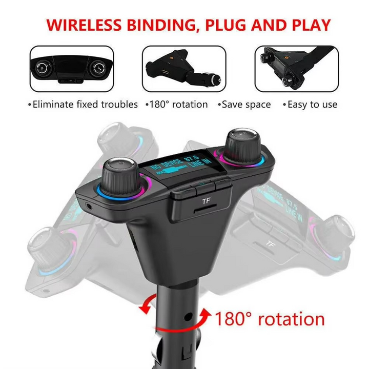 Bluetooth 5.0 Car FM transmitter with dual USB charger and LED display Luvikno