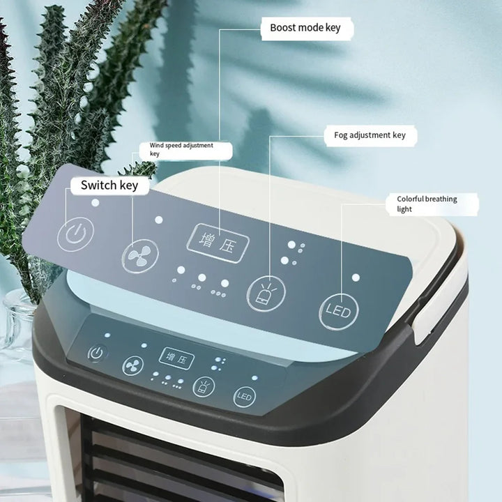 USB Bærbar Mini Air Conditioner Vifte – 3-Hastighets Skrivebords Kjølevifte med LED Nattlys, Luftkjøler for Hjemmet, Kontoret og Camping | Luvikno
