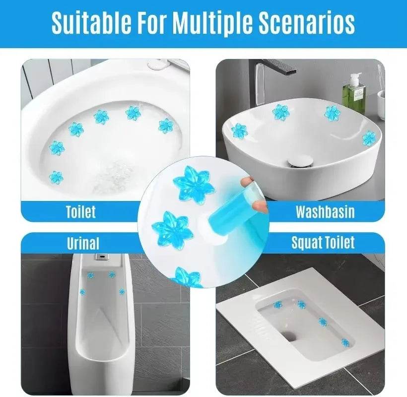Luvikno | BloomFresh WC-Gel Flowers | Duftgel for Toalett & Urinal | Rensende, Antibakteriell & Dekorativ | 12 Blomster per Stift