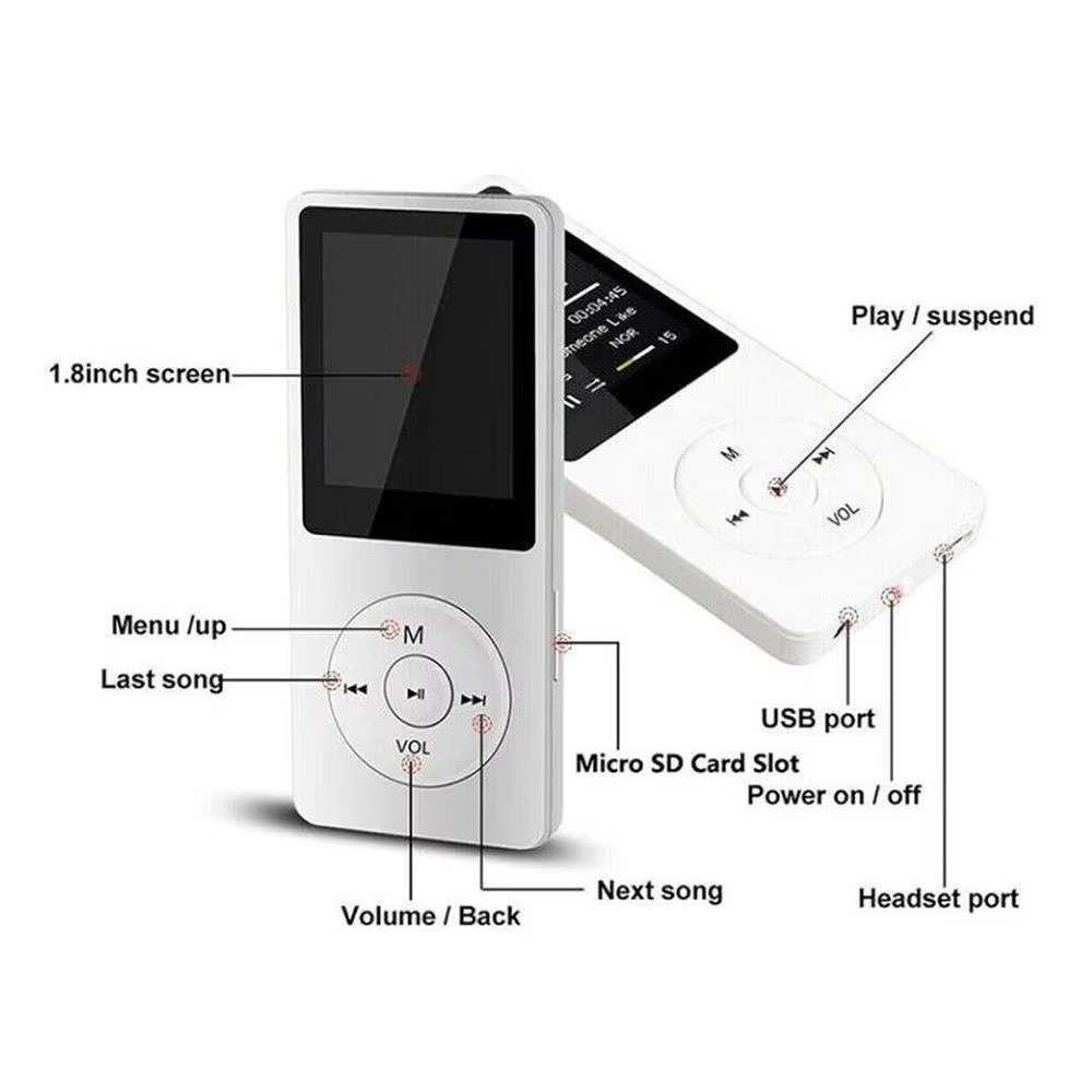 Høyfidelitet Bærbar Bluetooth MP3/MP4-spiller med 1.8" skjerm og multifunksjonskapasitet Luvikno