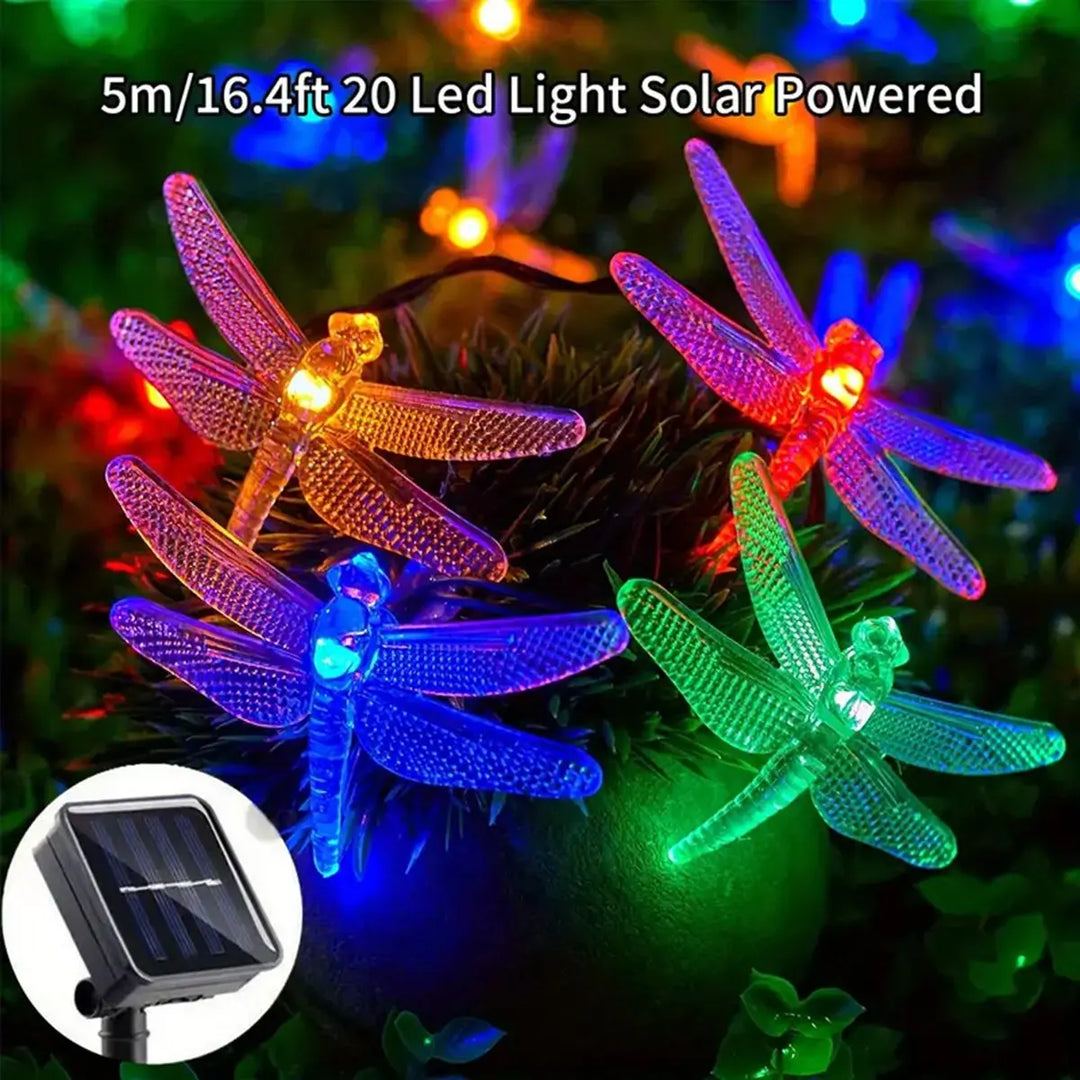 Luvikno | Sol String Lys Lumila | 5 m med 20 Drageflue LED-er | 8 Moduser | Vanntett & Egnet for Utendørs