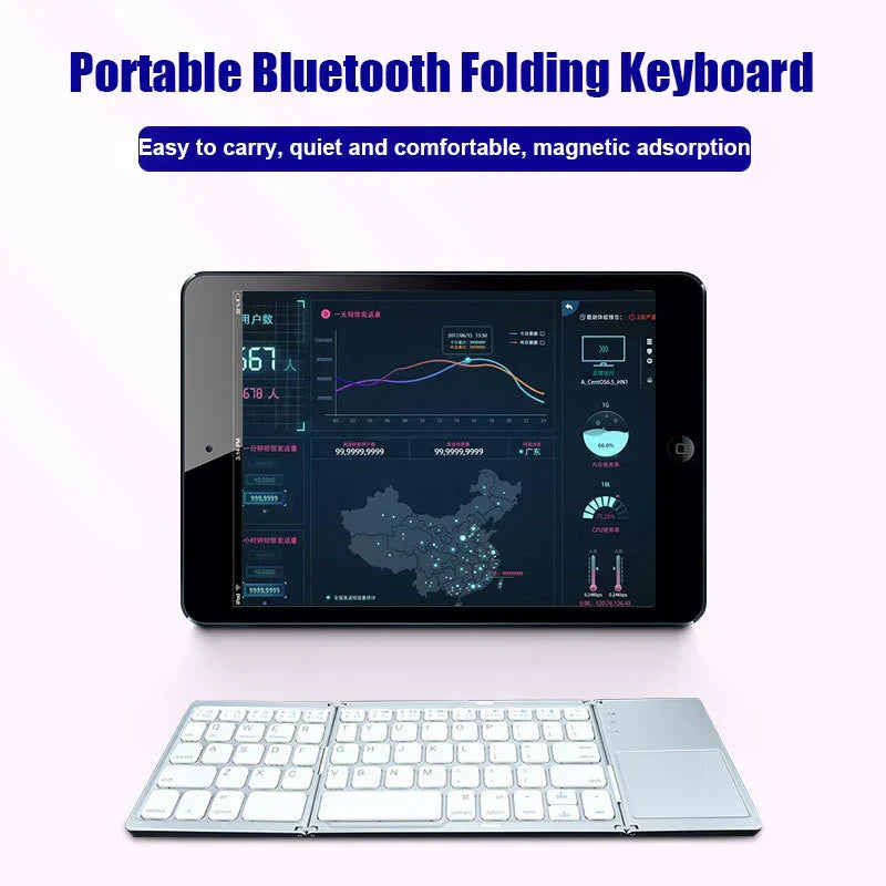 Trådløst sammenleggbart Bluetooth-tastatur med berøringspute – Kompakt, allsidig og ultrabærbar | Luvikno
