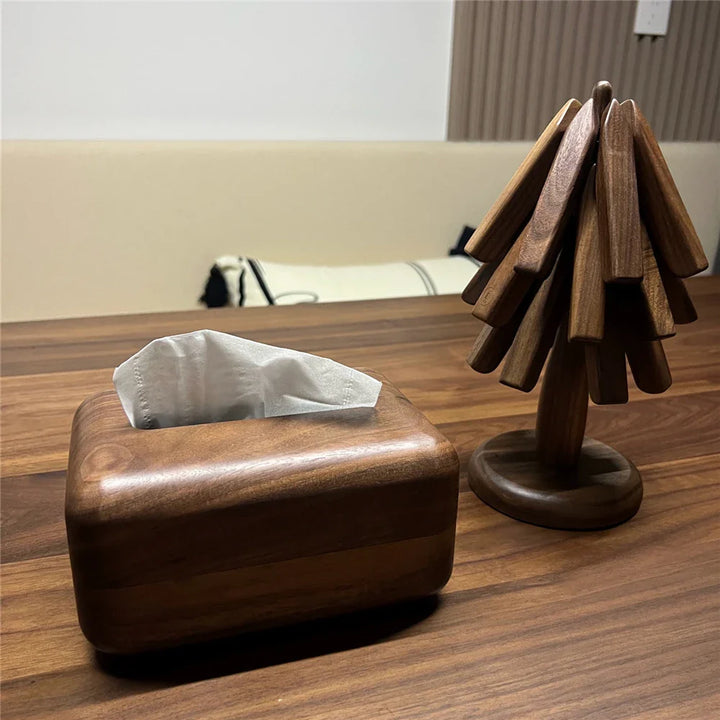 Luvikno | Valnøtt Coaster Set - Beskytt overflatene dine med treformede coasters