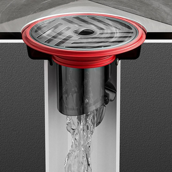 AquaShield Compact Gulvavløp – Rustfritt Stål & Silikon Tilbakestrømmingsbeskyttelse for Bad, Dusj & Kjøkken Luvikno