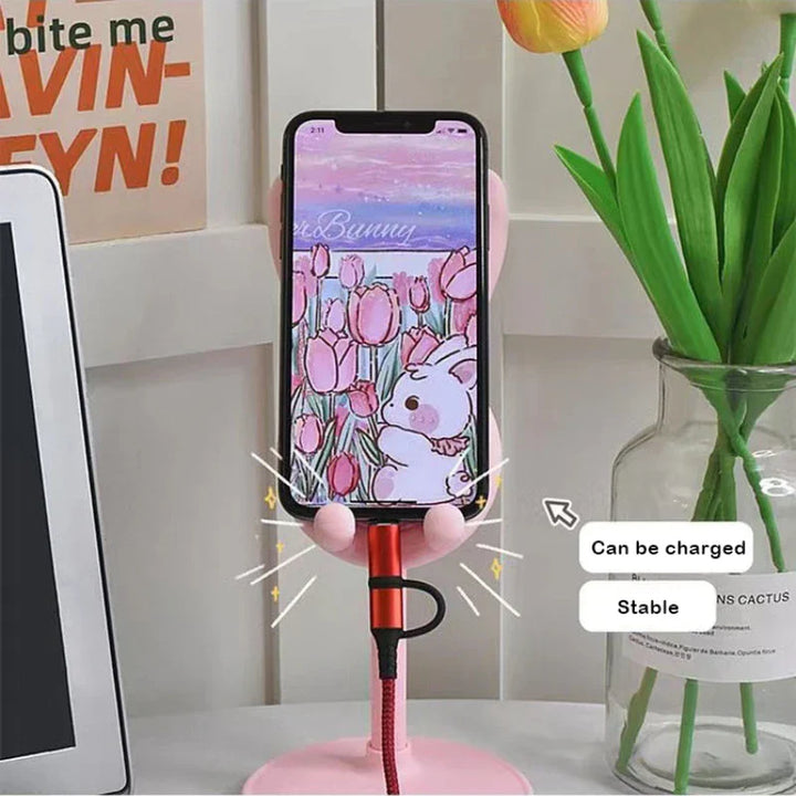 Luvikno | HoppelStand Handy Holder | Høydejusterbar og Tilbøyelig | Søtt Kanin Design | For Telefon og Nettbrett