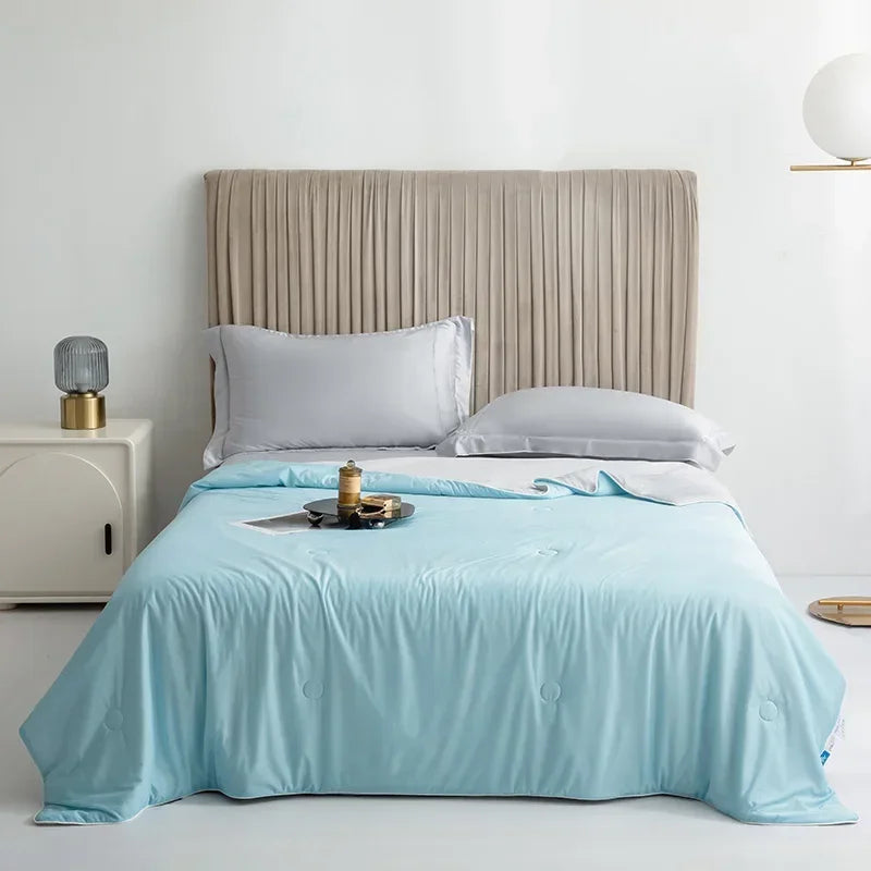 Air Condition Sommer Komforter — Ren Farge Is Silke Kjøleteppe, Lett & Glatt Twin/King Størrelse Quilt | Luvikno