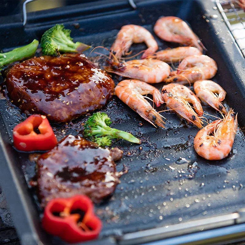 Luvikno | Feurossa Støpejern Grillplate Vendbar Plate | For Gassgrill & Komfyr | 25 × 30 cm | For Pizza, Kjøtt, Grønnsaker & Fisk