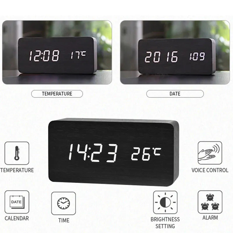 Luvikno | Tre LED Digitalt Vekkerklokke: Stilig bord- og nattbordklokke med temperaturvisning