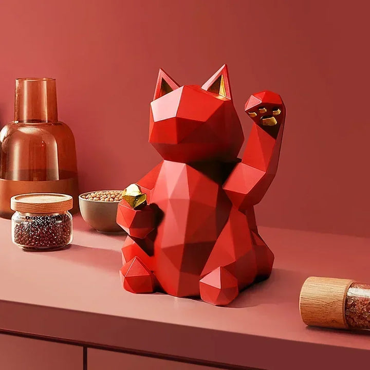 Nordic Minimalisme Geometri Lykke Katt Statuer | Luvikno