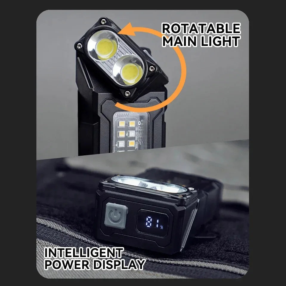 Luvikno | Luminoxar Taktisk Mini LED Arbeidslys | USB-C Oppladbar | 7 Lysmodi & Magnetisk Base | 8.1 × 4.5 × 2.6 cm | IPX4 Vanntett