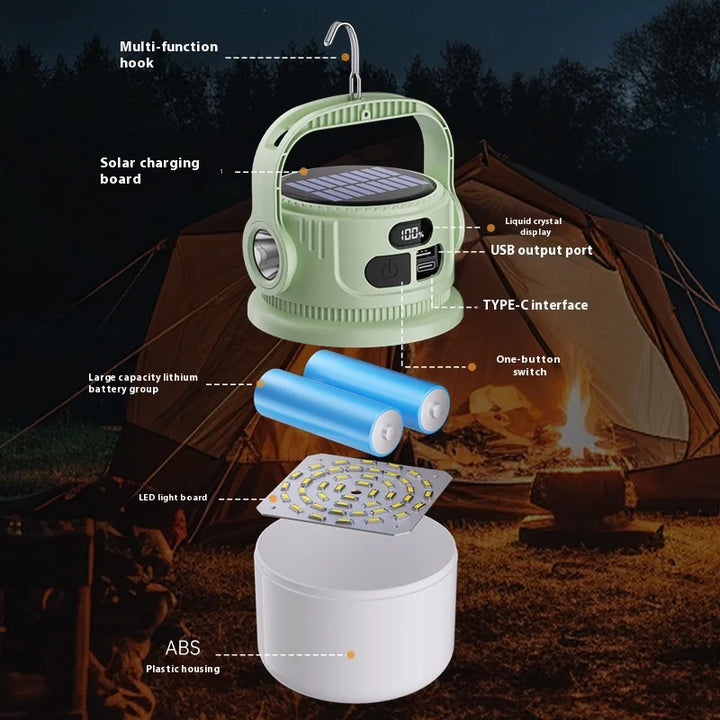 Luvikno | Luminatra Solar LED Campinglampe | Oppladbar & Vanntett | 6 Lysmoduser | For Utendørs, Nødsituasjoner & Reise