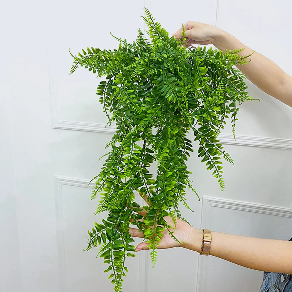 Luvikno | Evergriva Hengeplante Kunstig | 90 cm Boston Fern Look | Enkel Pleie & UV Motstandsdyktig | For Innendørs & Utendørs