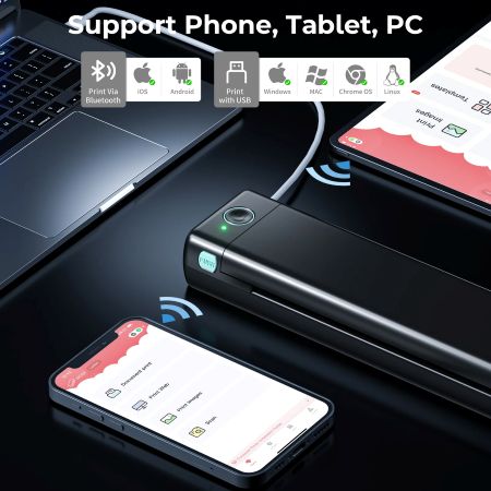 Ultimate Wireless A4 Termisk Skriver - Kompatibel med Android, iOS & Laptoper Luvikno