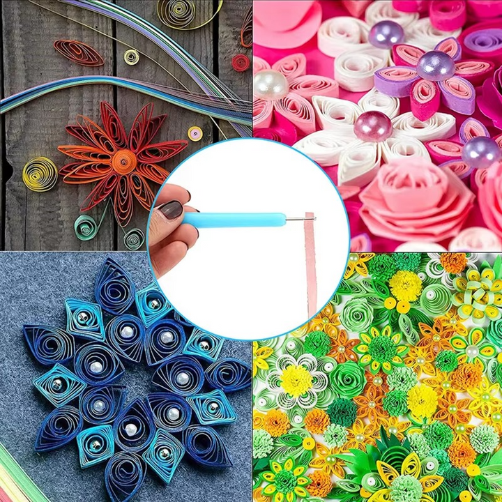 Quilling Paper Tool Set with Spalter Pen, Tweezers, Needle Plates, and Craft Accessories – 7, 6, or 12 Piece Kit Luvikno