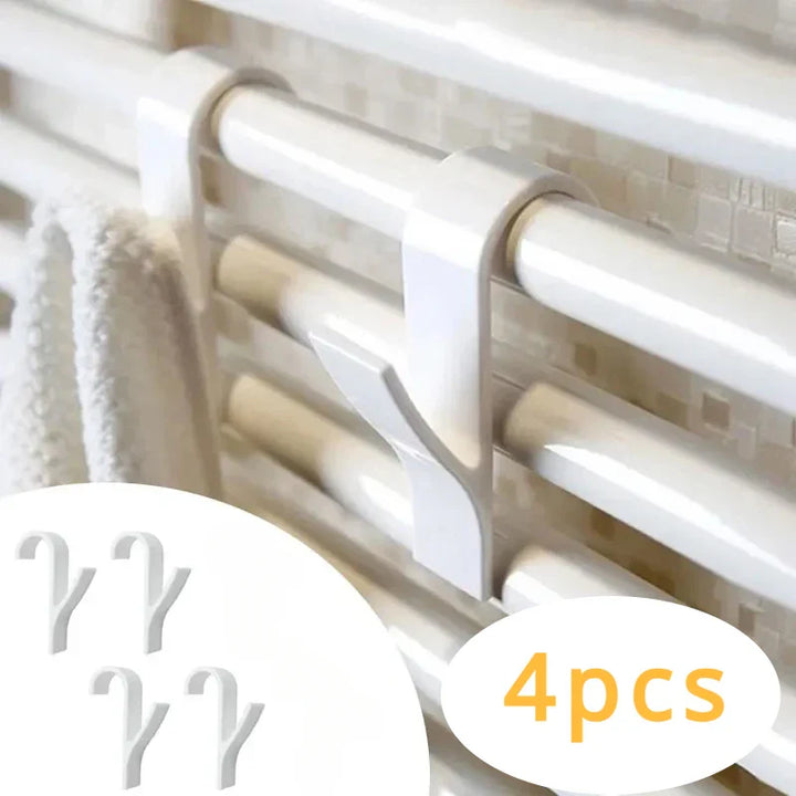Luvikno | HeatHook Radiator Hooks Set | 4-Pack | Plassbesparende & Gjennomsiktig | For Bad & Kjøkken