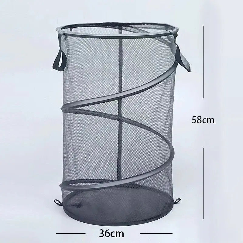 Luvikno | SPIRAFOLD Vaskekurv | Sammenleggbar & Pustende | Mesh-design med bærehåndtak | For hjem, bad og studentleilighet