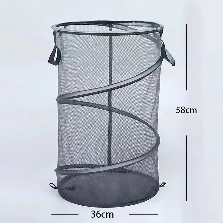 Luvikno | SPIRAFOLD Vaskekurv | Sammenleggbar & Pustende | Mesh-design med bærehåndtak | For hjem, bad og studentleilighet