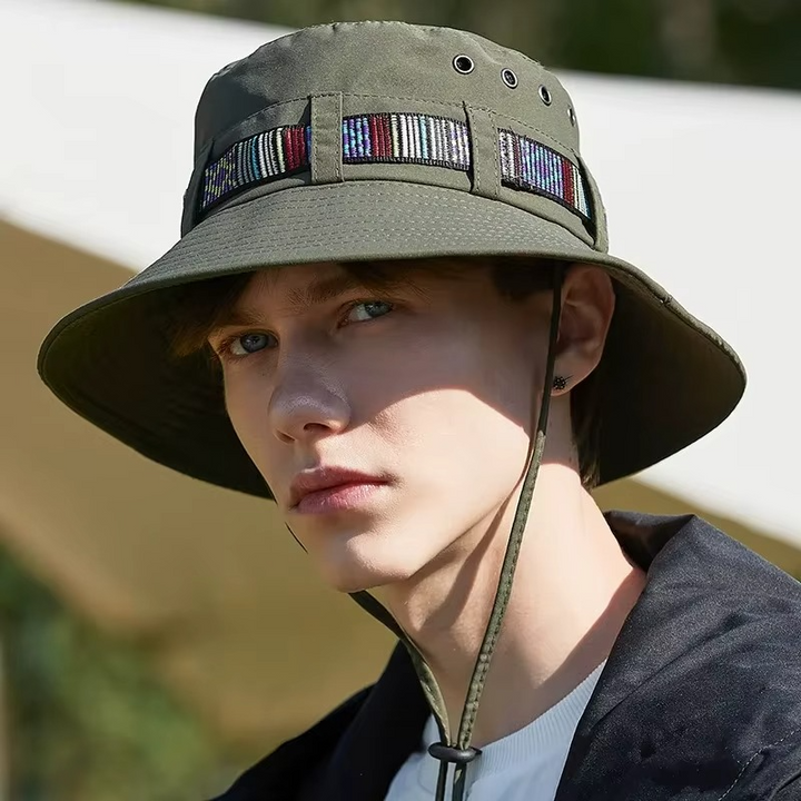 Stripete Boho-stil Sommer Solhatt - Unisex Bred Skjerm Utendørs Caps Luvikno