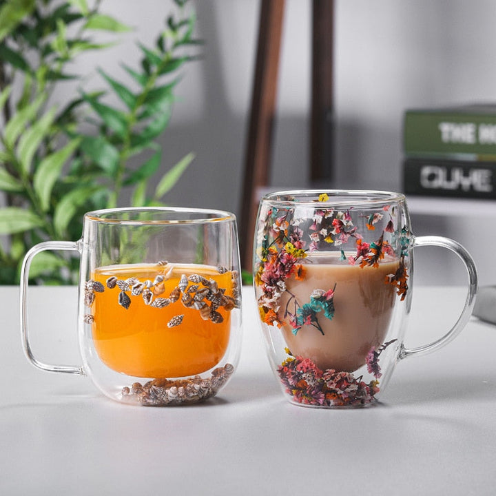 Dobbeltveggede tørkede blomster glasskop