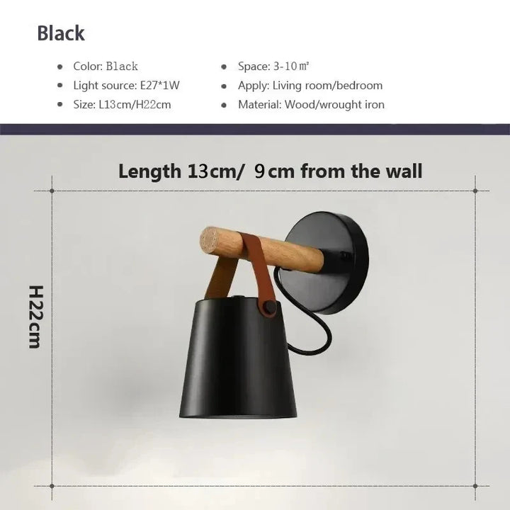 NordicGlow Light - Tre LED Vegglampe med Lærdetaljer Luvikno