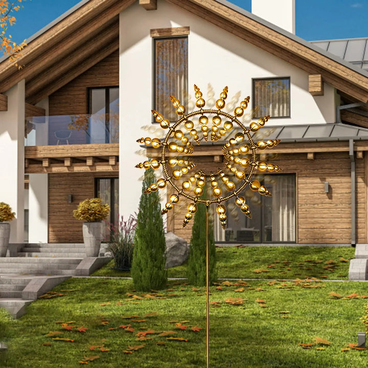 Unik solenergidrevet kinetisk metall vindmølle spinner - magiske vindsamler for terrasse, hage, plen utendørs dekorasjon Luvikno