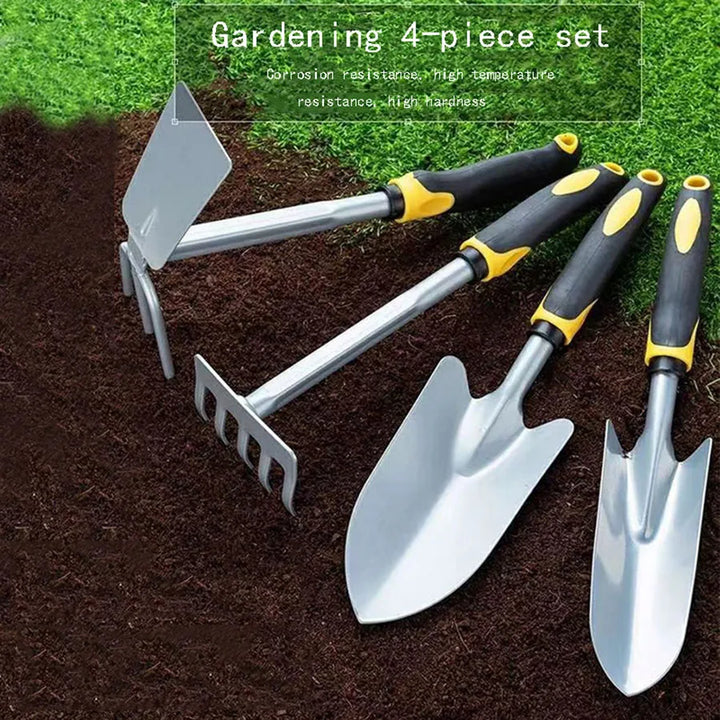 Luvikno | Groviva Hageverktøysett 4-deler | Rustfritt Stål | Hacke & Spade | For Graving, Planting & Luke