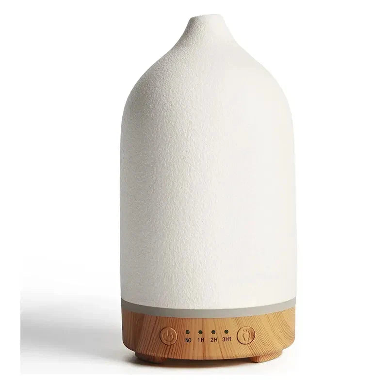 Aromisca Keramisk Aroma Diffuser | 100 ml Ultralyd Luftfukter | 7 LED Farger & Timer | Håndlaget Design | EU Støpsel Luvikno