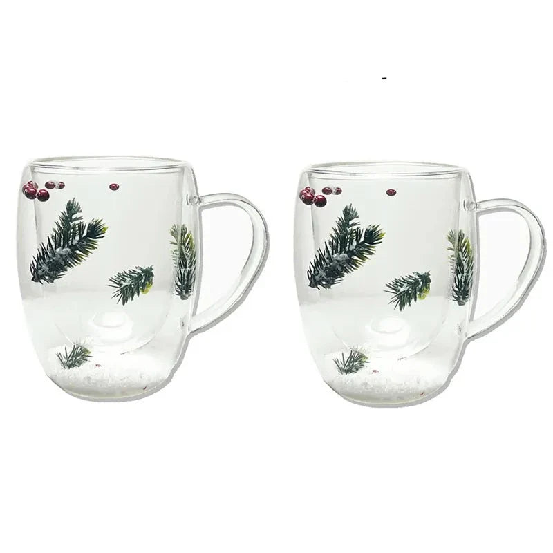 2stk Tørkede Blomster Dobbelveggs Glasskopp
