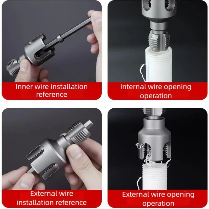 Pipe Thread Reamer & Edge Cutter Drill Attachment Tool | Luvikno