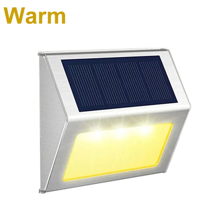 Luvikno | Lunettra Soltrinnlys Rustfritt Stål | 3 LED-lys | IP45 Vanntett | Miljøvennlig & Korrosjonsbestandig | For Hage, Gjerde & Vegg