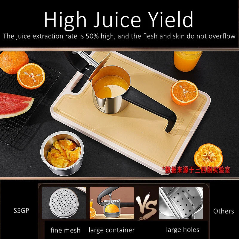 Luvikno | Pressano Manual Juicefanger laget av rustfritt stål | Patentert design | 50% høyere juiceutbytte | For sitrus, granateple & mer