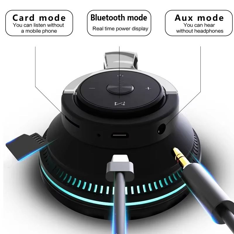 Sammenleggbar Bluetooth 5.1 Trådløs Stereo Hodetelefon med Mikrofon for Mobil og Nettbrett Luvikno