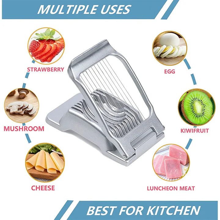Luvikno | Egg Slicer SchnittMeister | Rustfritt Stål Kuttetråder | For Egg, Ost & Sopp | Robust Aluminiums Hylster