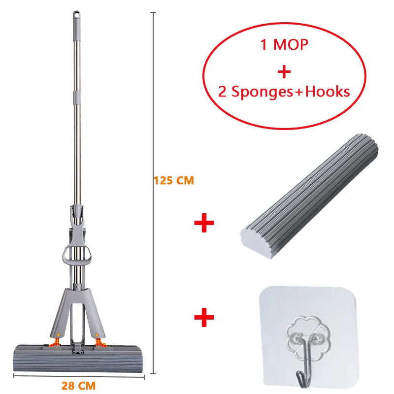 Luvikno | Mopilo Foldsoppmoppe | Uten Håndkontakt | 125 cm Lengde | For Fliser, Tre & Glass