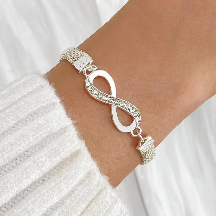 Elegant Rhinestone Heart & Infinite Bracelet Set for Women - 3 Pieces Luvikno