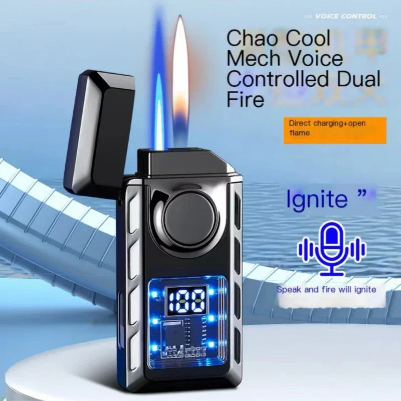 Stemmeaktivert USB Fargerik Dobbel Flamme Lighter | Luvikno