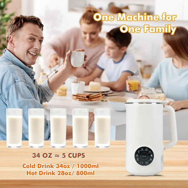 Luvikno | PlantPure Plante Melk Maker 8-i-1 | For Nøtt, Havre & Soyamelk | 1000 ml Kapasitet | BPA-fri