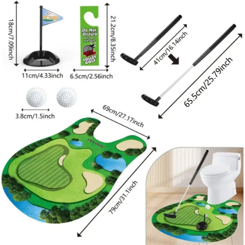Toalett Golf Sett | Morsom Mini Golf Spill for Badet | Perfekt Gave til Menn | Golfinity Luvikno