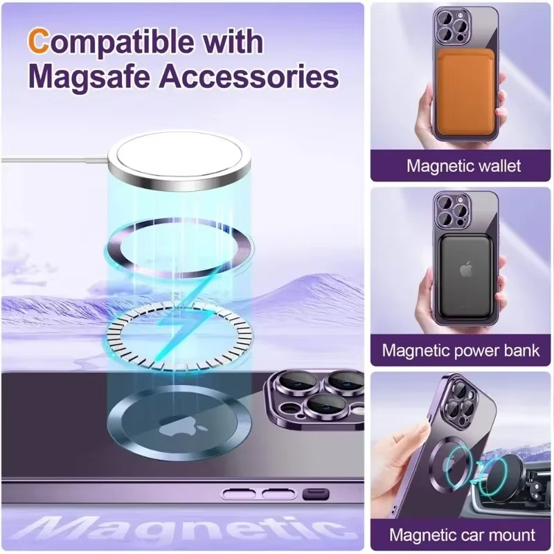 Glitrende elektroplate etui med MagSafe for iPhone Luvikno