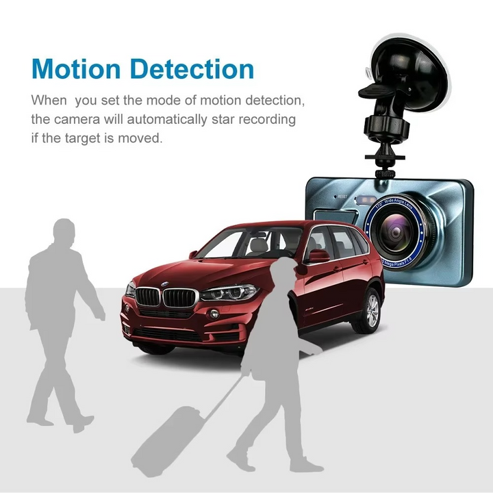 4" Dobbeltlinse Dash Cam med Full HD 1080P, Nattesyn, Front- og Bakvisning, Loopopptak, Aluminiumslegering Svart Boks Luvikno