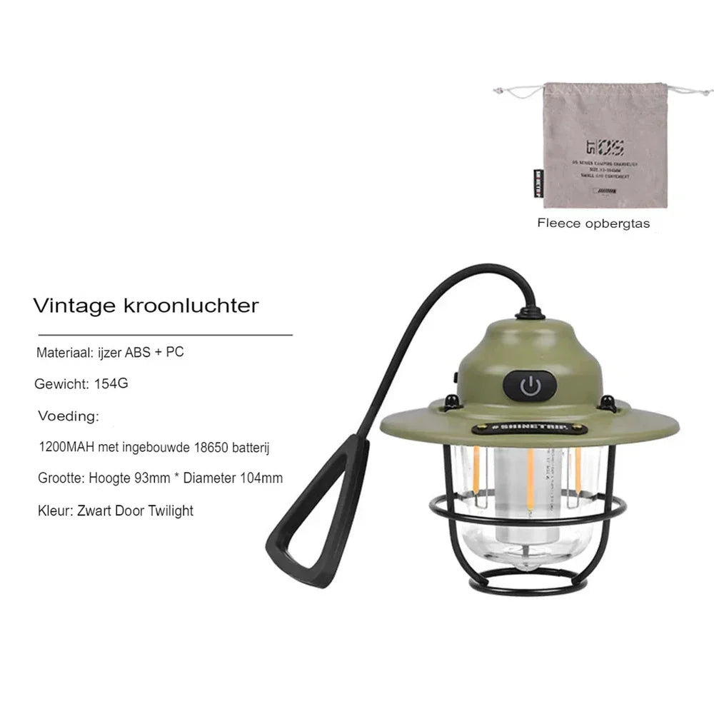 Retro oppladbar LED-lanterne for eventyr Luvikno