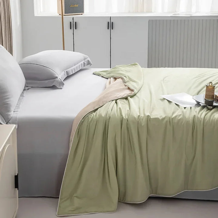 Air Condition Sommer Komforter — Ren Farge Is Silke Kjøleteppe, Lett & Glatt Twin/King Størrelse Quilt | Luvikno