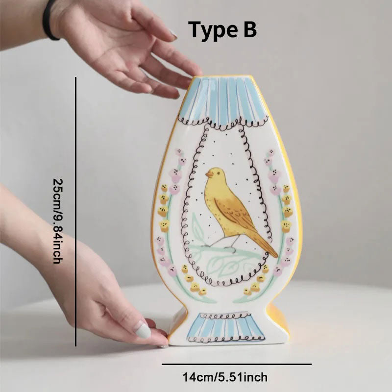 Vintage Illustrasjon Keramikk Vase | Luvikno