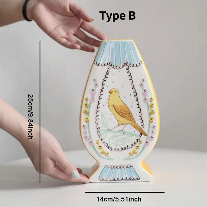 Vintage Illustrasjon Keramikk Vase | Luvikno