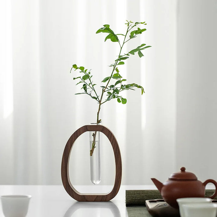 Oval Wood Frame Single Stem Vase | Luvikno