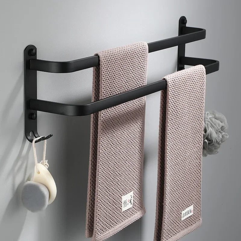 Fester Håndkleholder - Svart Aluminium | Skruefeste Luvikno