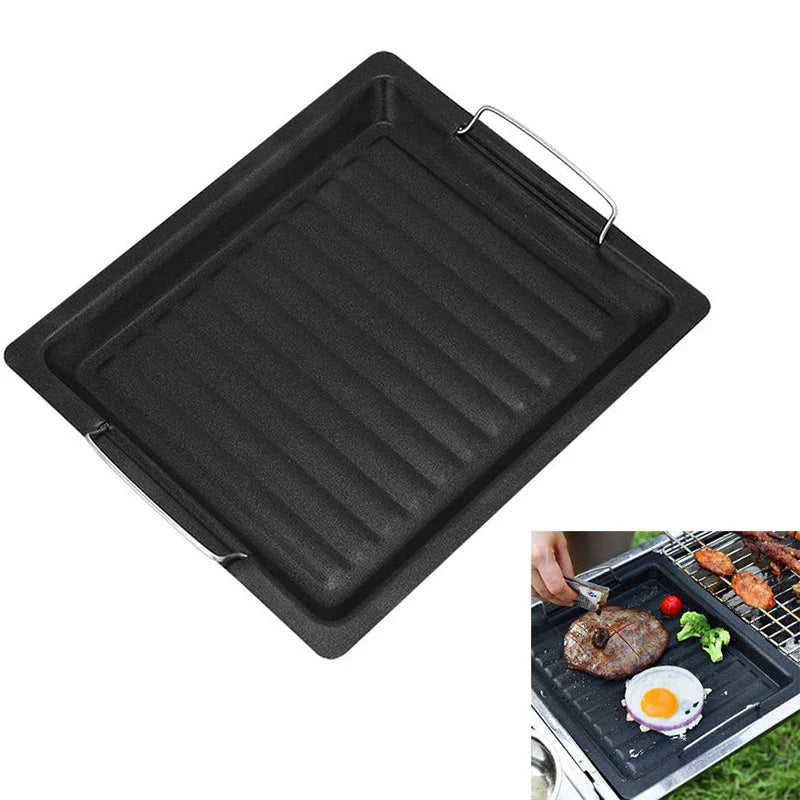 Luvikno | Feurossa Støpejern Grillplate Vendbar Plate | For Gassgrill & Komfyr | 25 × 30 cm | For Pizza, Kjøtt, Grønnsaker & Fisk